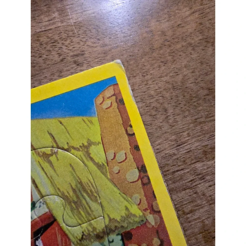 Vintage Jaymar Walt Disney Three Little Pigs Interlocking Tray Puzzle Cardboard
